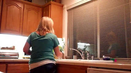 Jenny getting the sink sprayer prank