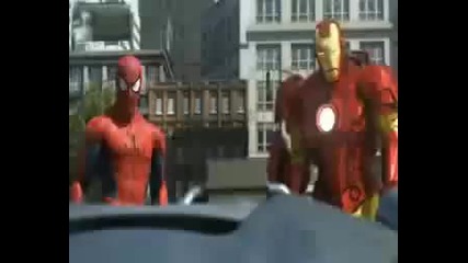 Ironman,spiderman,hulk vs. A robot__