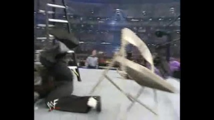 Jeff Hardy hits a Dropkick on Edge in a Ladder