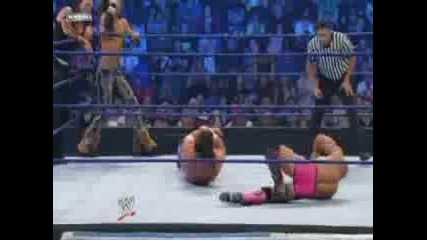 wwe smackdown 21/08/09 The Hardy Boyz and John Morrison vs The Hart Dynasty and Cm Punk 1/2