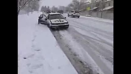 Woman Dives out of Car Before Crashing Uk 2009 Snow Ice Skid 
