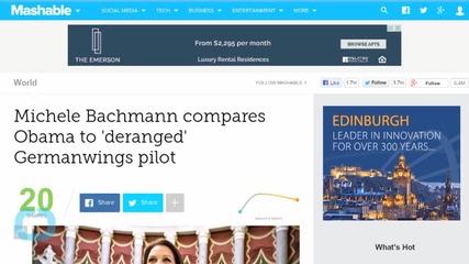 Michele Bachmann Compares Obama to 'deranged' Germanwings Pilot