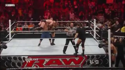 The Miz hits a Skull Crushing Finale on John Cena & Heath Slater at the same time