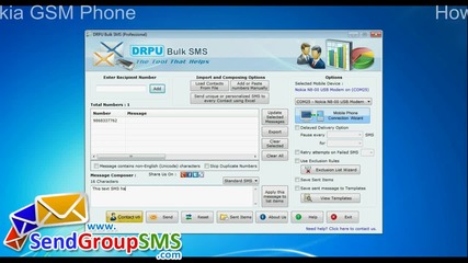 Как да изпратите насипни Sms чрез Nokia мобилен телефон, използващ Drpu Bulk Sms Tool