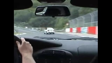 Porsche 911 Gt3 се гонка с Bmw M5 E39 на Nurburgring