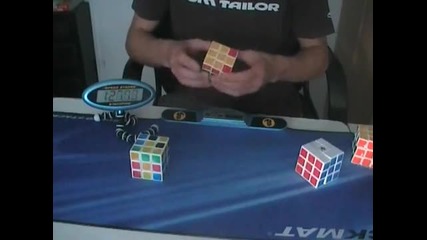 Нареждане на 5 кубчета на Рубик за 2 минути 
