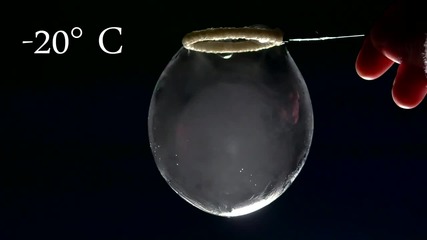 Мигновено замръзване на сапунени балони при -20 градуса по Целзий