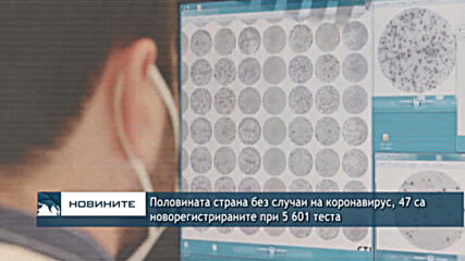 Половината страна без случаи на коронавирус, 47 са новорегистрираните при 5 601 теста