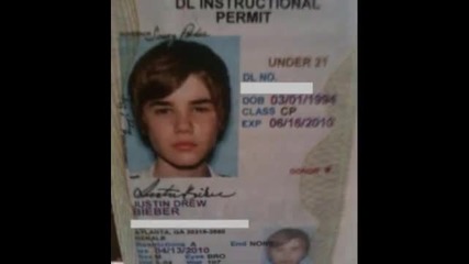 Justin Bieber на шофьорската си книжка 