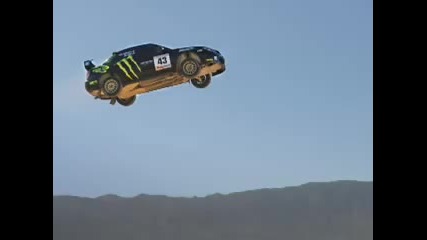 Ken Block jumps his rally car 171 feet 