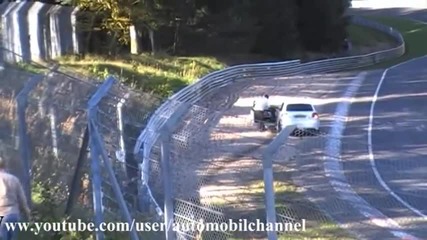 Nordschleife Nurburgring Very Hard Crash Accident Unfall Audi S3 in the barrier