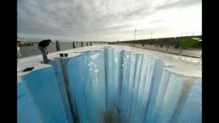 В Дълбока Цепнатина В Ледник - Извършване На 3d Street Изкуство