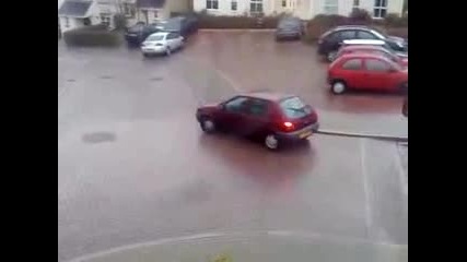 Icy car crash uk