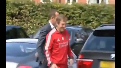 Charlie Adam arrives at Melwood