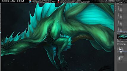 Emerald water dragon! __ Digital painting no.30 __ Isvoc.mp4