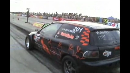 Honda Civic 2.0 Turbo Vs. Honda Civic Turbo B16 1/4 Mile Drag Race 