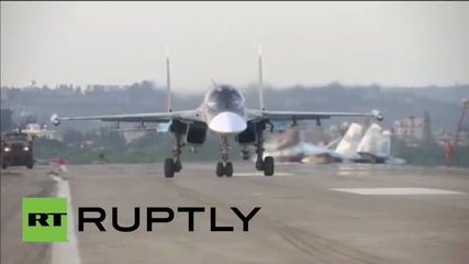 Syria: Russian jet fighters fly into action from Hmeymim Air Base