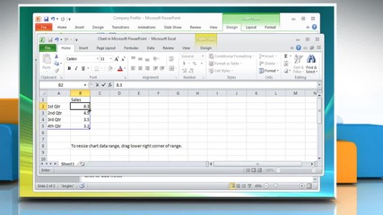 Microsoft® Powerpoint 2010: How to insert chart into presentation on Windows® Vista?