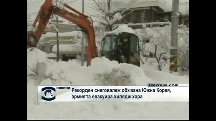 Рекорден снеговалеж обхвана Южна Корея, хиляди евакуирани