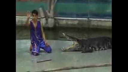 крокодил захапва човек за раката