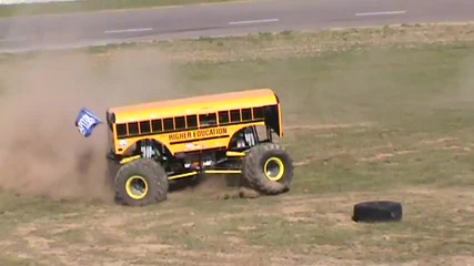 Higher Education Cool Bus Freestyle Monster Truck races