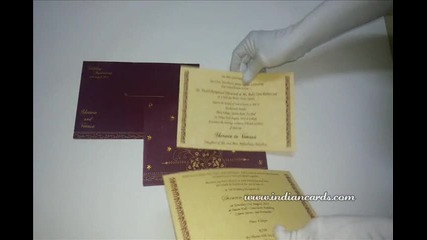 W-4771d, 60gsm, Maroon Wooly, Matte Cream Insert,islamic Wedding Cards, Indian Invitations