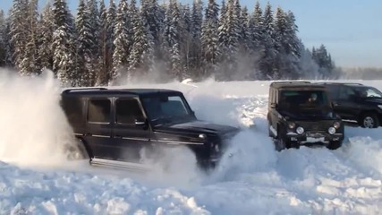 Mercedes G500 при - 30 градуса температура и около 50 см сняг!