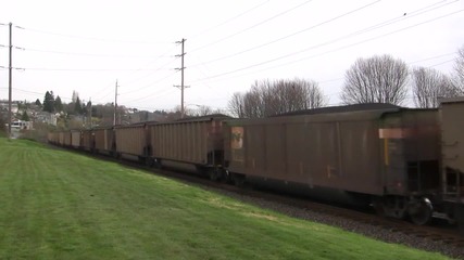 Bnsf 9891 Leads A Coal Train @ Old Town Tacoma, Wa w Canon Hf11