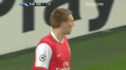 Fabregas shot and bendtner save 