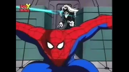 Епичната двойка герои Човекът - Паяк и Черната Котка от анимацията Спайдър - Мен (1994-1998)