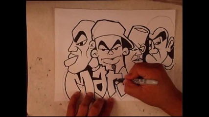 Speed drawing by Wizard - (graffiti characters)