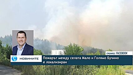 Пожарът между селата Мало и Голямо Бучино е локализиран
