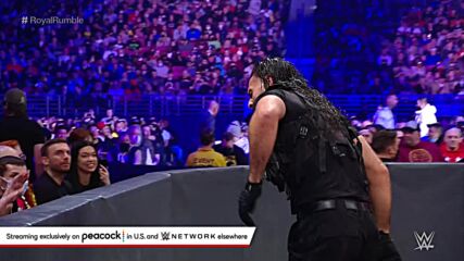 Seth “Freakin” Rollins sends Roman Reigns through the announce table Shield-style: Royal Rumble 2022 (WWE Network Exclusive)