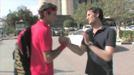Roger Federer се бъзика със треньора си
