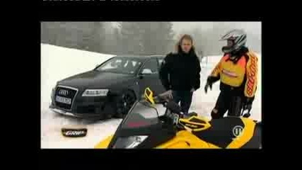 Filmpje: Audi Rs6 - R Mtm neemt het op tegen sneeuwscooter