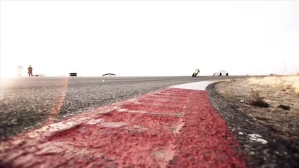 motorcycle vs. car drift battle