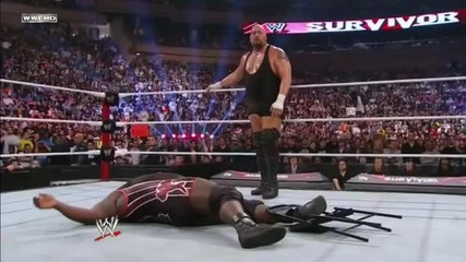 Big Show Leg Drops Mark Henry's leg with a chair