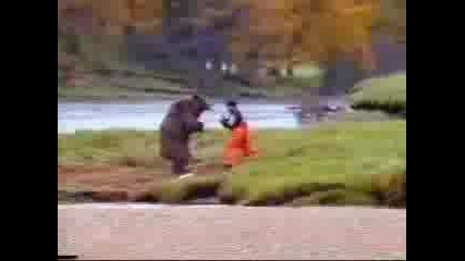 Човек се бие с мечка!