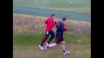 Steven gerrard back in training at melwood 