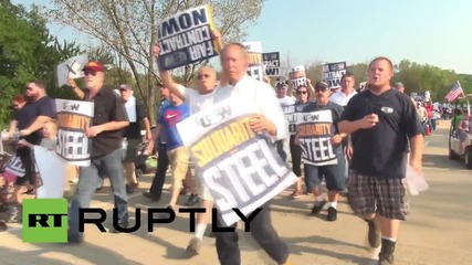 USA: Thousands of steel workers rally outside ArcelorMittal Burns Harbor