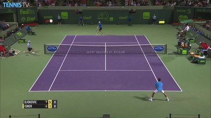 Novak Djokovic Hits a Mess Of a Hot Shot Against John Isner - Miami 2015
