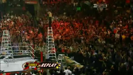 Jeff Hardy - Swanton Bomb off the Ladder to the Announcer Table