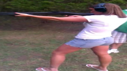 hot redhead shooting 12 gauge first time