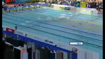 Mens 100 freestyle final Roma 2009 Cesar Cielo new world record 46.91