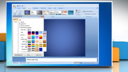 Microsoft® Powerpoint 2007: How to make backgrounds on Windows® 7?
