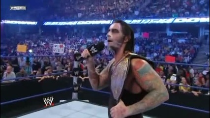 Smackdown 2009/09/04 Cm Punk се подиграва на Jeff Hardy ... Накрая си го получава ...