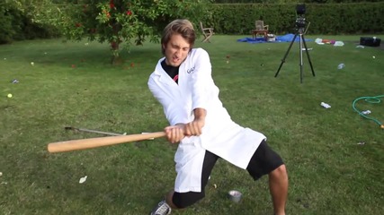 Smashing China plates, Baseball bat - The Slow Mo Guys.