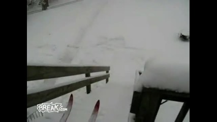 Stair Skiing Faceplant - Winter Fail 