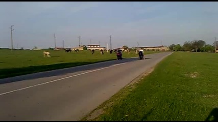 Старт на honda cbr 600rr vs suzuki 1100kub.