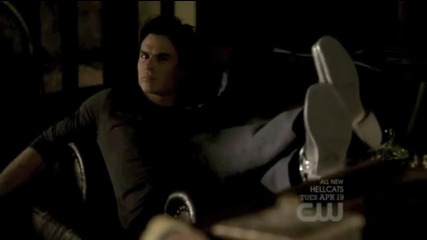 Damon, Elena & Stefan are talking, Katherine walks in